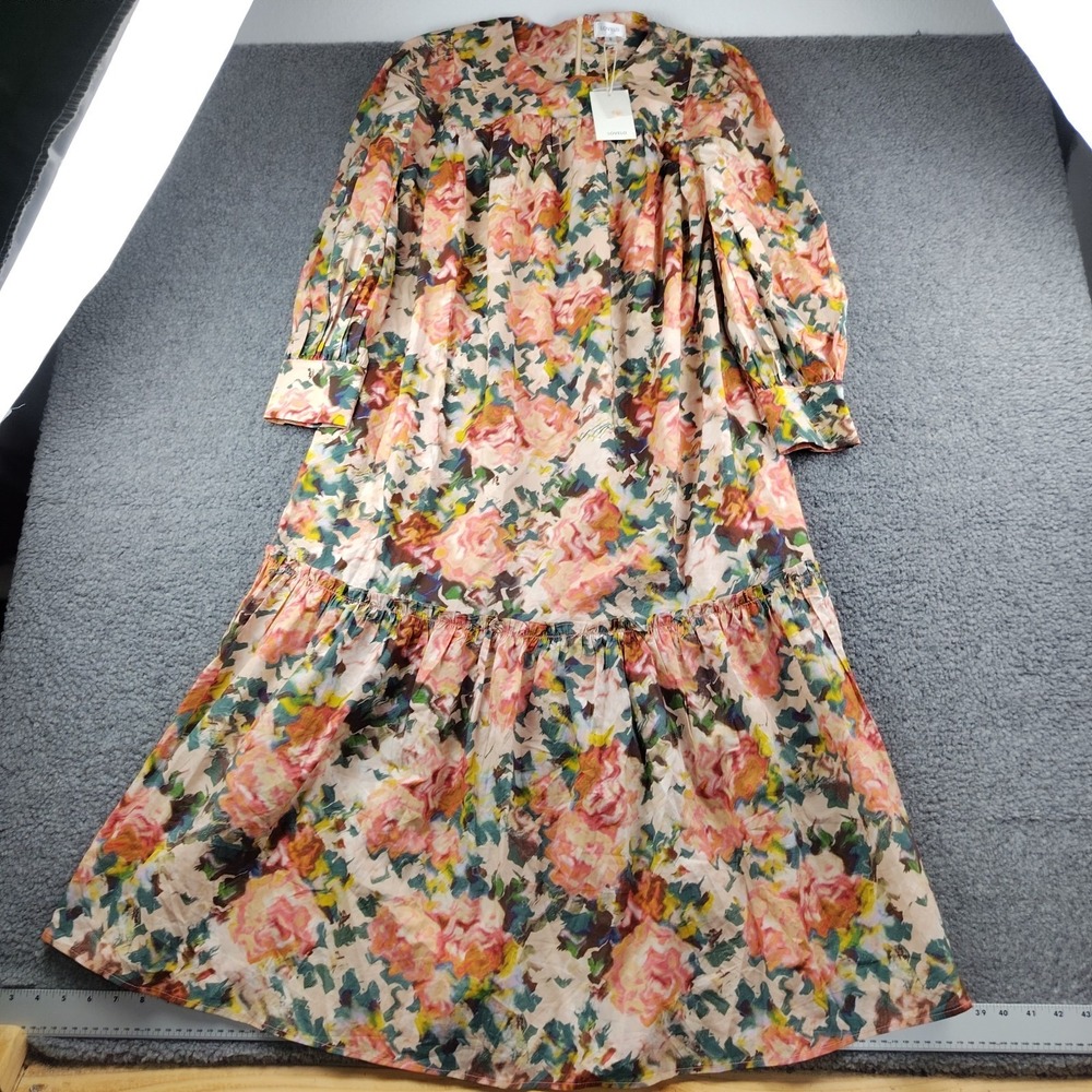 Lovelo Copper Blooms Midi Dress Pockets Size Small Womens Cottagecore NWT